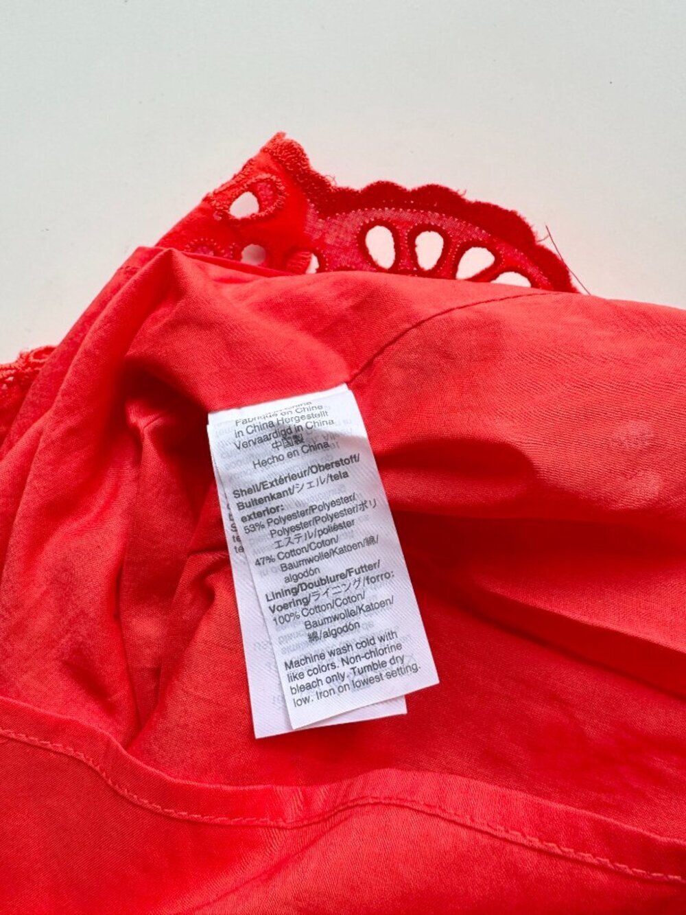 NWT J.CREW Orange Red Embroidered Cotton Eyelet Bell Sleeve Shift Dress, Size 4 - Picture 15 of 15